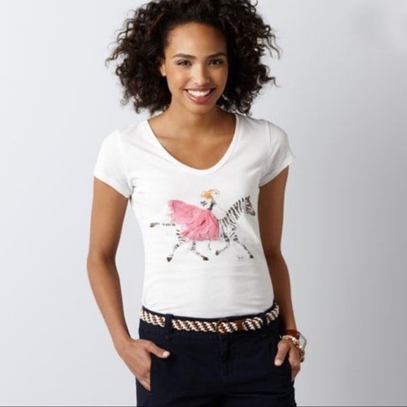 LOFT Tops - Loft T-shirt girl riding zebra. Size M